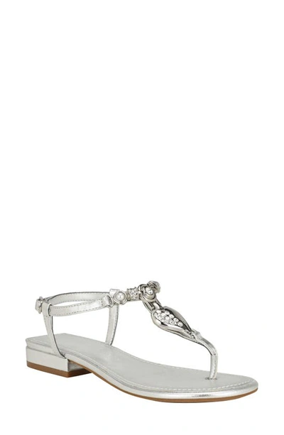 Shop Guess Jiarella Ankle Strap Sandal In Silver