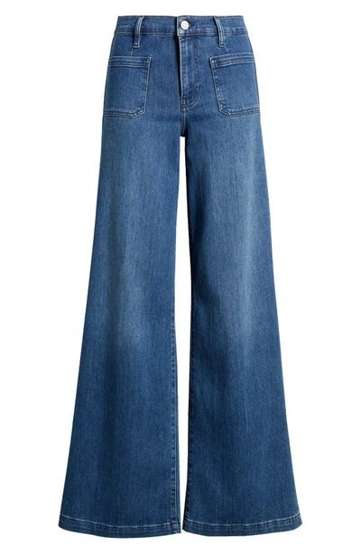 Shop Frame Wide Leg Stretch Denim Jeans In Temple Clean