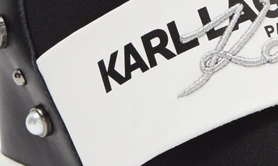 Shop Karl Lagerfeld Charsi Wedge Sneaker In Black/ Bright White