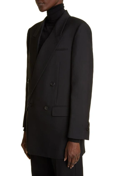 Shop The Row Myriam Layered Wool & Silk Double Breasted Jacket In Black