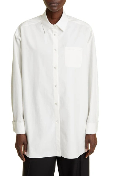 Shop The Row Moon Relaxed Fit Cotton Button-up Shirt In Shell