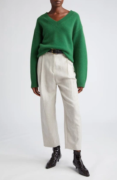 Shop Totême Wool & Cashmere V-neck Sweater In Pine