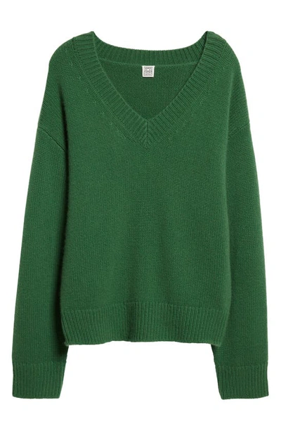 Shop Totême Wool & Cashmere V-neck Sweater In Pine