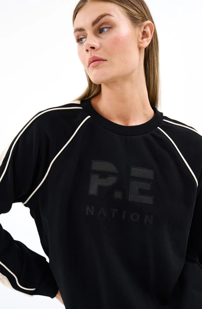 Shop P.e Nation Crossman Organic Cotton French Terry Sweatshirt In Black