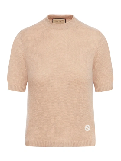 Shop Gucci Short-sleeved Crew-neck Sweater In Pink & Purple