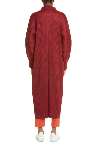 Shop Issey Miyake Monthly Colors November Pleated Duster Jacket In Carmine