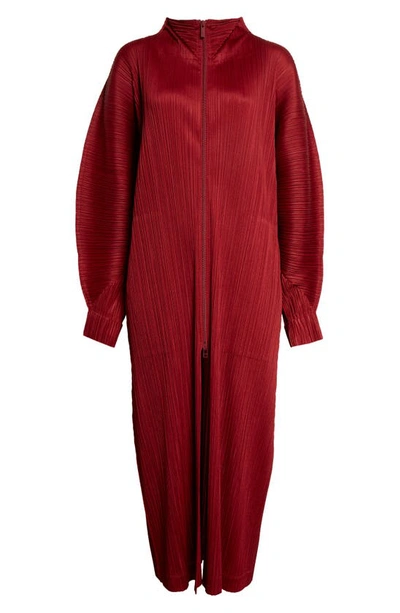 Shop Issey Miyake Monthly Colors November Pleated Duster Jacket In Carmine
