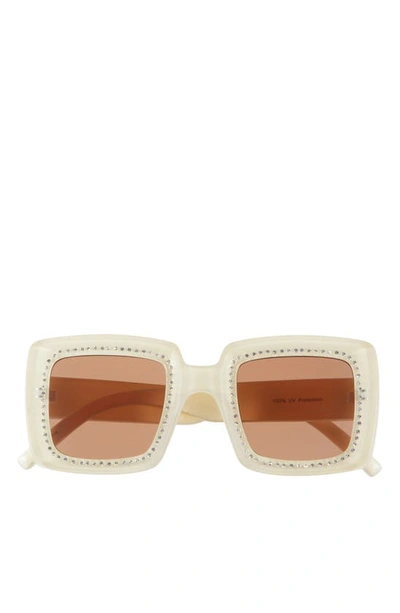 Shop Bp. Embellished Square Sunglasses In Milky Ivory