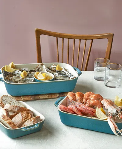 Staub 3-piece Ceramic Rectangular Baking Dish Set In Cherry