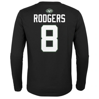 Shop Outerstuff Youth Aaron Rodgers Black New York Jets Mainliner Player Name & Number Long Sleeve T-shirt