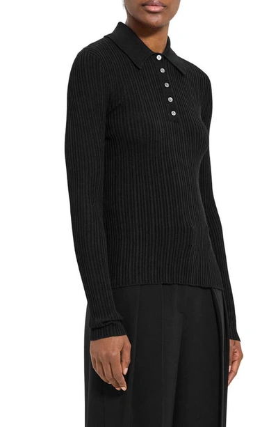 Shop Theory Bering Slim Rib Wool Blend Sweater In Black