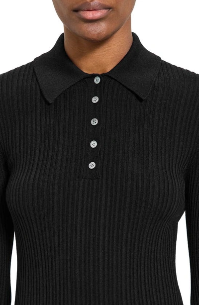 Shop Theory Bering Slim Rib Wool Blend Sweater In Black