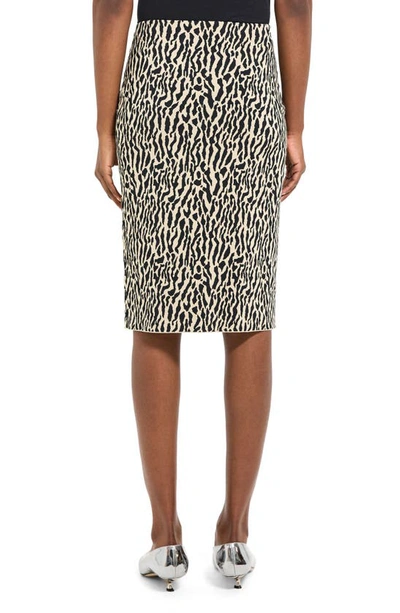 Theory Bristol Animal Print Pencil Skirt In Dark Ecru/ Black