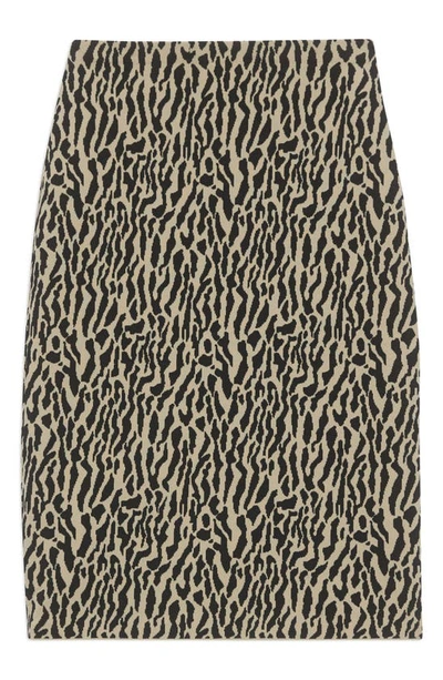 Theory Bristol Animal Print Pencil Skirt In Dark Ecru/ Black