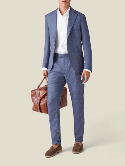 Shop Luca Faloni Azure Linen Suit In Light Blue