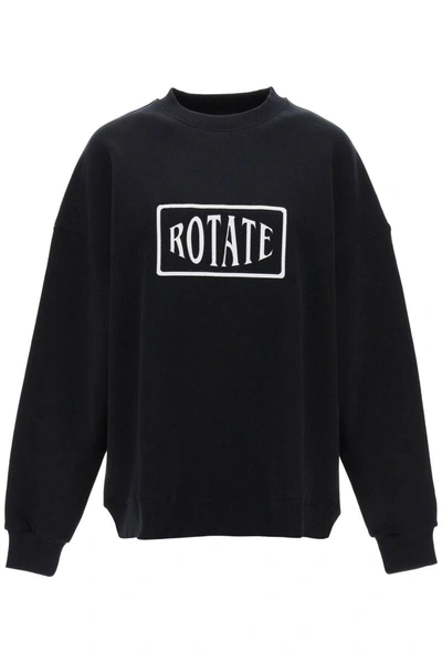 Shop Rotate Birger Christensen Rotate Crew-neck Sweatshirt With Logo Embroidery In Black