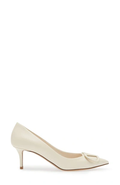 Shop Valentino Vlogo Pointed Toe Pump In Light Ivory