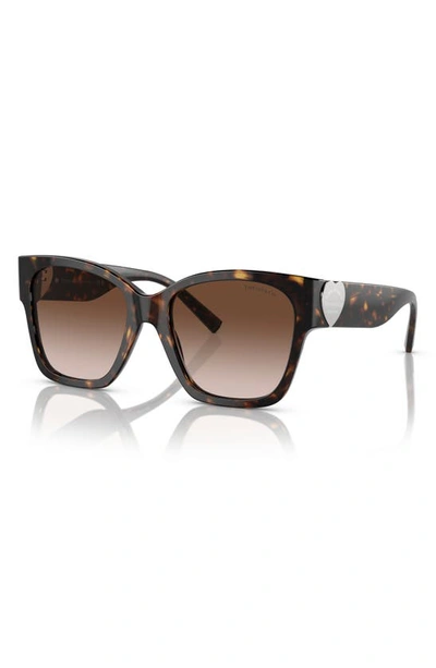 Shop Tiffany & Co 54mm Gradient Square Sunglasses In Havana
