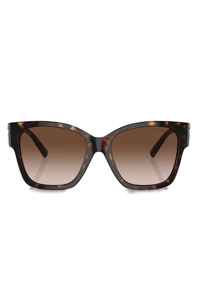 Shop Tiffany & Co 54mm Gradient Square Sunglasses In Havana