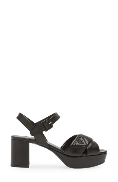 Shop Prada Diagram Quilted Leather Platform Sandal In Black