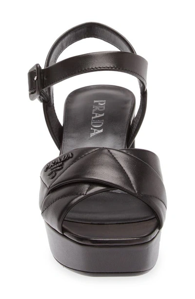 Shop Prada Diagram Quilted Leather Platform Sandal In Black