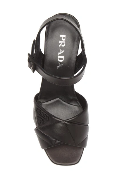 Shop Prada Diagram Quilted Leather Platform Sandal In Black