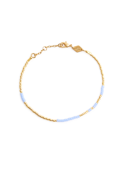Shop Anni Lu Asym 18kt Gold-plated Beaded Bracelet In Light Blue
