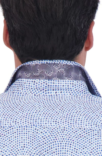 Robert Graham Abstract Grid Print Stretch Cotton Button-down Shirt In Blue