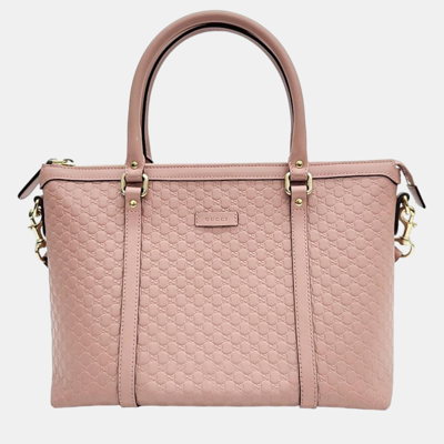 Pre-owned Gucci Micro Cima Line Tote And Shoulder Bag (449656) In Pink