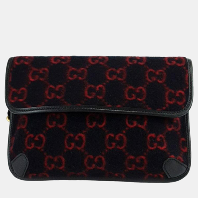 Pre-owned Gucci Navy Wool Belt Bag In Navy Blue