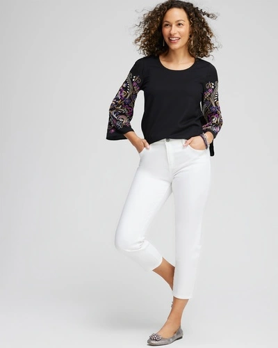 Chico's No Stain Girlfriend Cropped Jeans In White Size 16/18 |  In White