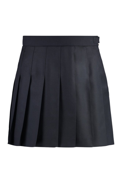 Shop Thom Browne Striped Detail Pleated Mini Skirt In Navy