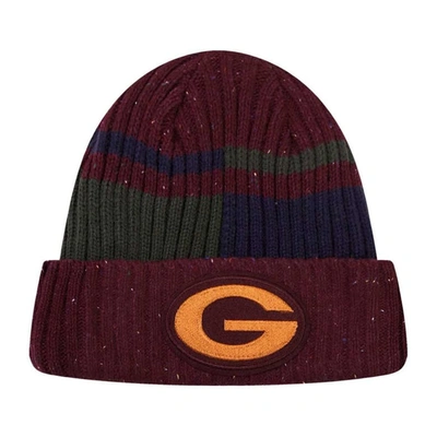Shop Pro Standard Burgundy Green Bay Packers Speckled Cuffed Knit Hat
