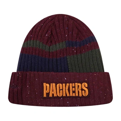 Shop Pro Standard Burgundy Green Bay Packers Speckled Cuffed Knit Hat