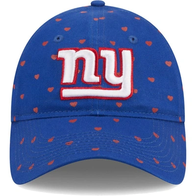 Shop New Era Girls Youth   Royal New York Giants Hearts 9twenty Adjustable Hat