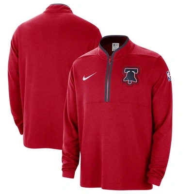 Shop Nike Red Philadelphia 76ers 2023/24 City Edition Authentic Coaches Half-zip Top