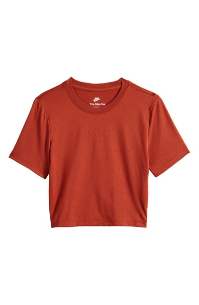 Shop Nike Embroidered Logo Crop Top In Rugged Orange/ Rugged Orange