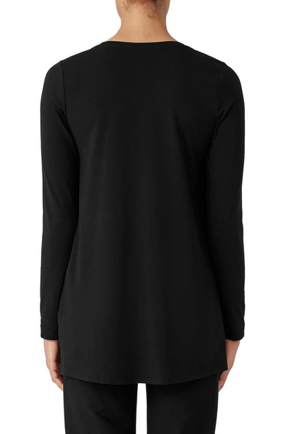 Eileen Fisher Long Sleeve V-neck Tunic Top In Black