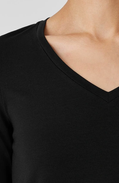 Eileen Fisher Long Sleeve V-neck Tunic Top In Black