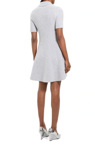 Shop Theory Wool & Cashmere Polo Minidress In Light Heather Grey