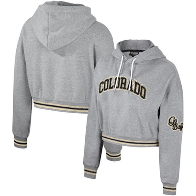 Shop The Wild Collective Heather Gray Colorado Buffaloes Cropped Shimmer Pullover Hoodie