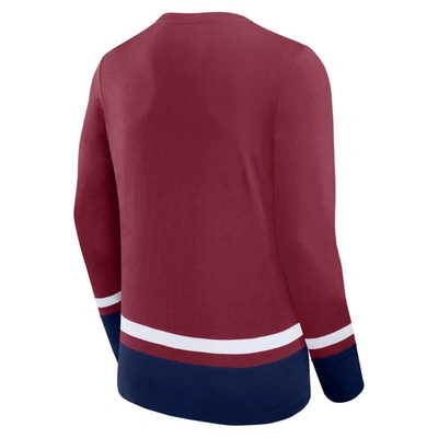 Shop Fanatics Branded Burgundy Colorado Avalanche Back Pass Lace-up Long Sleeve T-shirt