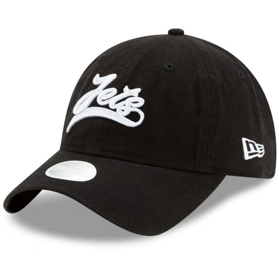 Shop New Era Black New York Jets Tail Sweep 9twenty Adjustable Hat