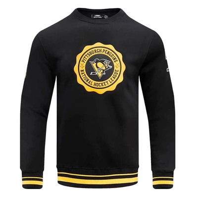 Pro Standard Men's  Black Pittsburgh Penguins Crest Emblem Pullover Sweatshirt In Black