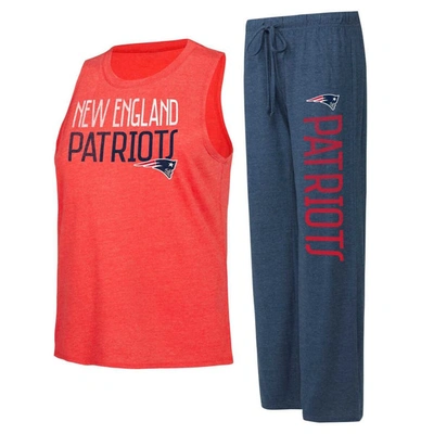 Shop Concepts Sport Navy/red New England Patriots Muscle Tank Top & Pants Lounge Set