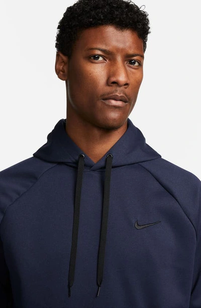 Shop Nike Therma-fit Pullover Hoodie In Obsidian/ Obsidian/ Black