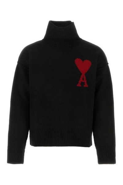 Shop Ami Alexandre Mattiussi Ami Man Black Wool Oversize Sweater