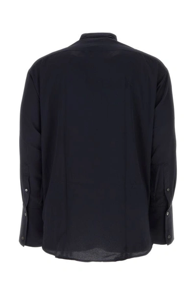 Shop Ami Alexandre Mattiussi Ami Man Midnight Blue Acetate Blend Oversize Shirt