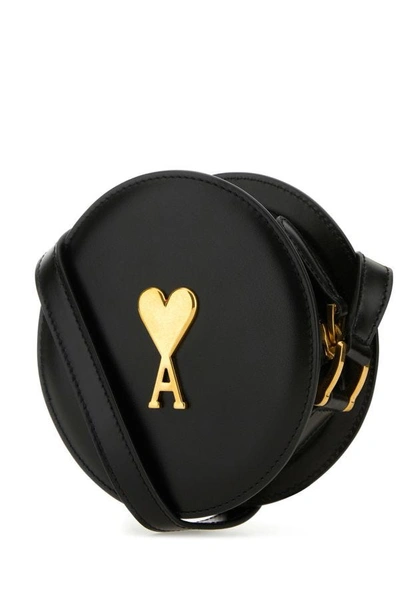 Shop Ami Alexandre Mattiussi Ami Woman Black Leather Crossbody Bag