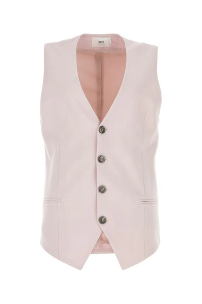 Shop Ami Alexandre Mattiussi Ami Woman Pink Wool Vest